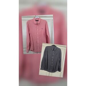 Lot Of Men's Ralph‎ Lauren Button Down Shirts Sz Large Long Sleeve 41381 Red Blk